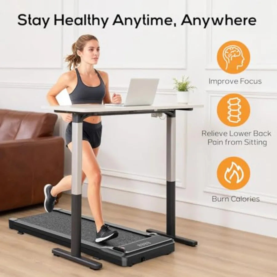 Walking Pad under Desk Treadmill Portable Compact Electric Walking Treadmill Quiet Fitness Machine with Remote Control and LED