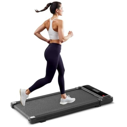 Walking Pad under Desk Treadmill Portable Compact Electric Walking Treadmill Quiet Fitness Machine with Remote Control and LED