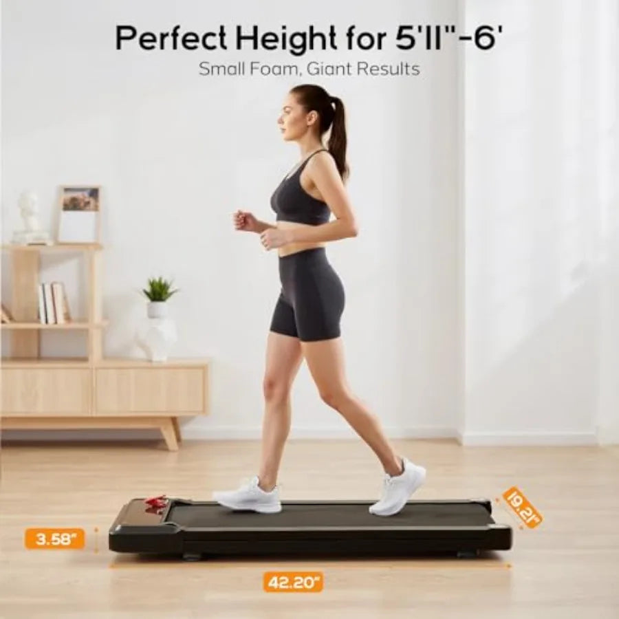 Walking Pad under Desk Treadmill Portable Compact Electric Walking Treadmill Quiet Fitness Machine with Remote Control and LED